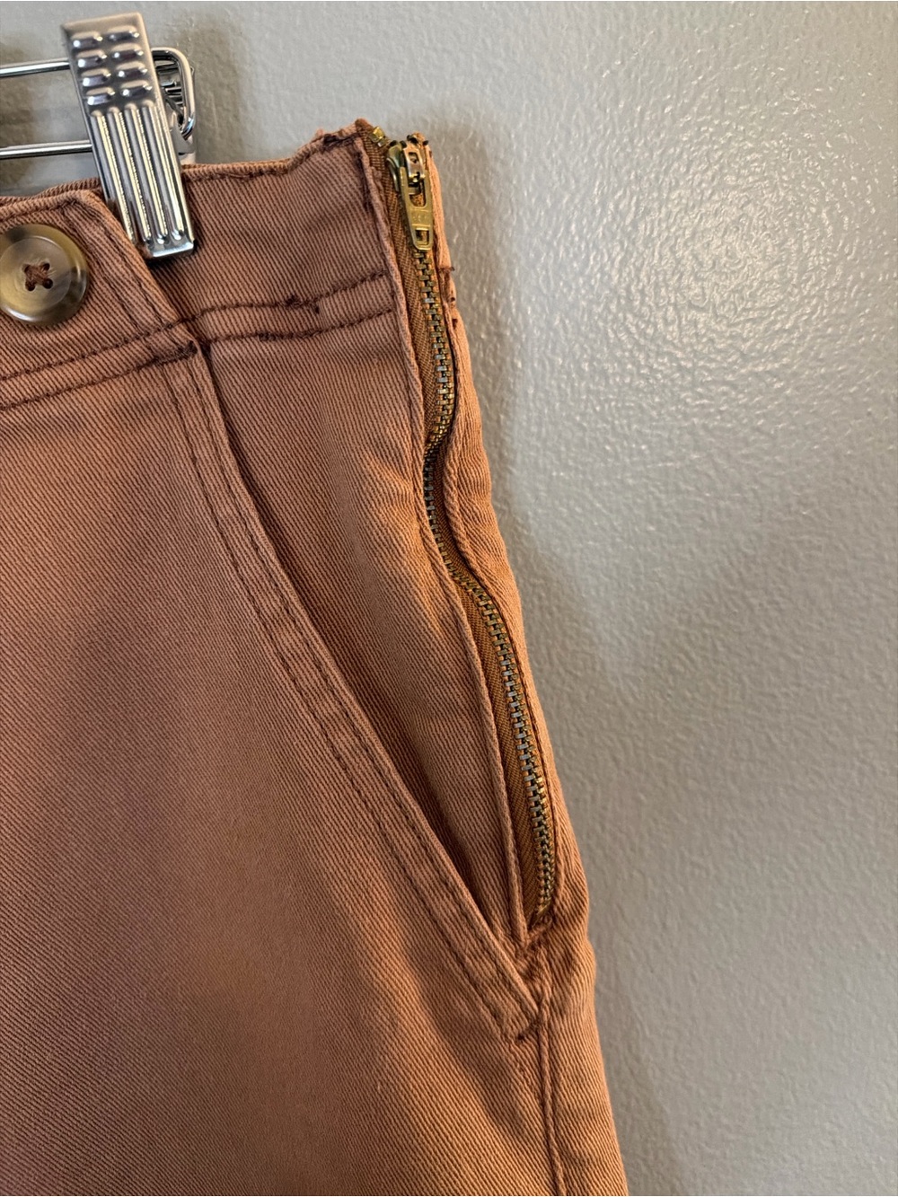 Kensie Wide Leg Crop Pants Size 12 Brown Utility Sailor Front High Rise Stretch - Picture 7 of 7